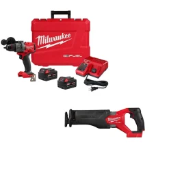 Milwaukee Tools M18 FUEL 1/2" Drill/Driver Kit and M18 FUEL SAWZALL Recip Saw (Bare Tool) KIT-2903-22-2821-20