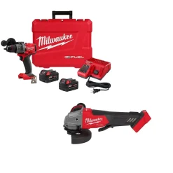 Milwaukee Tools M18 FUEL 1/2" Drill/Driver Kit and M18 FUEL 5" Angle Grinder Paddle Switch, No-Lock (Tool Only) KIT-2903-22-2880-20