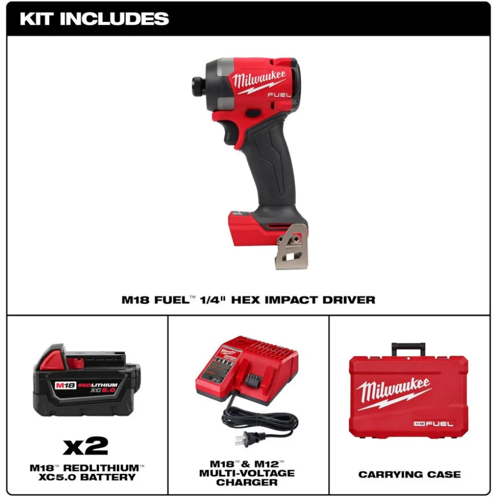 Milwaukee Tools M18 FUEL 1/4" Hex Impact Driver Kit and M18 FUEL Hackzall Reciprocating Saw (Bare Tool) KIT-2953-22-2719-20