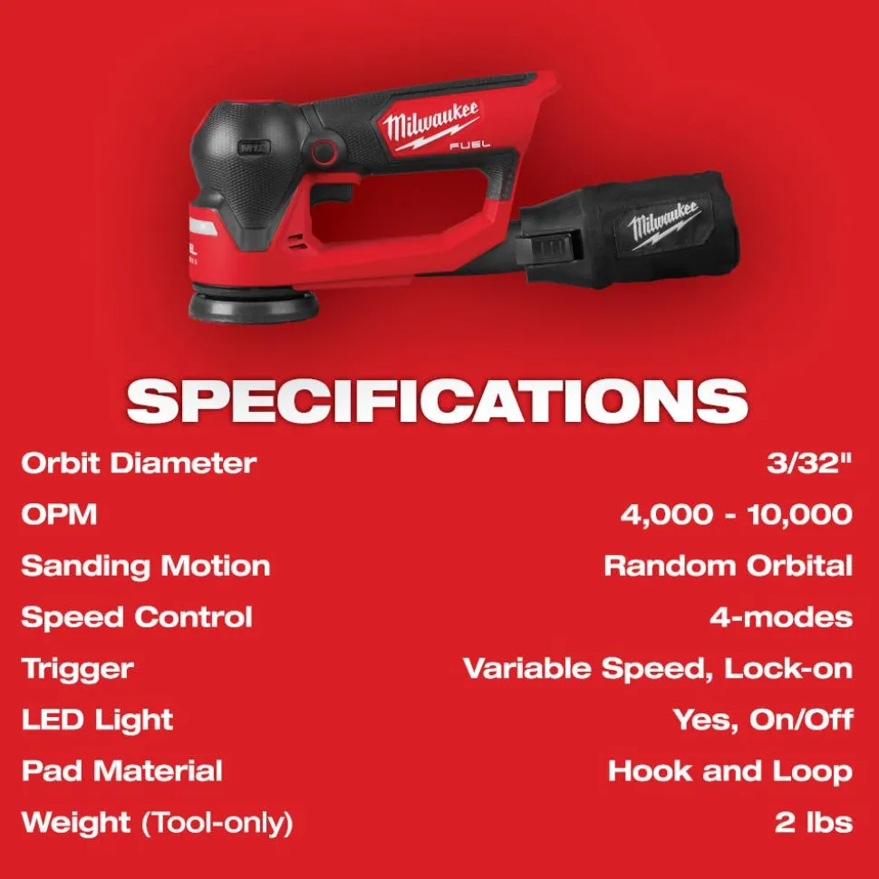 Milwaukee Tools M12 FUEL 3" Random Orbital Detail Sander 2535-20