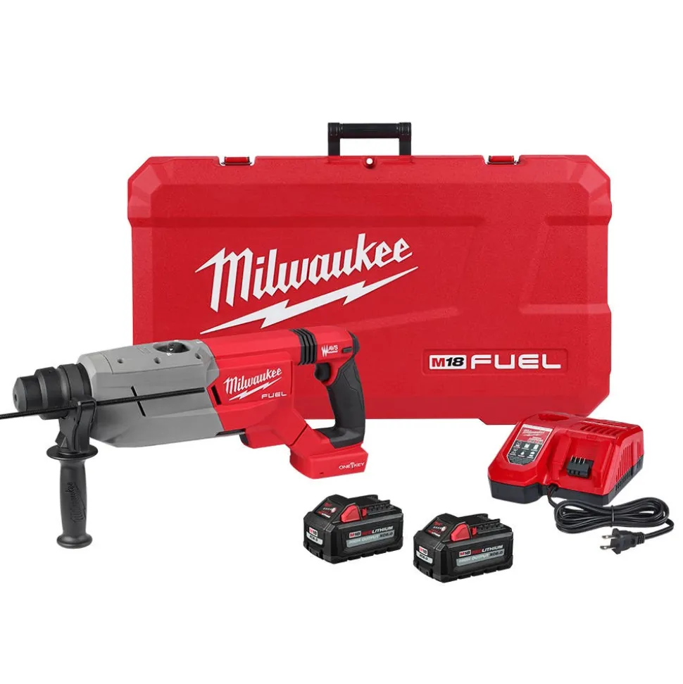 Milwaukee Tools M18 FUEL 1-1/4" SDS Plus D-Handle Rotary Hammer Kit w/ ONE-KEY, M18 FUEL 1/2" Mid-Torque Impact Wrench w/ Friction Ring (Bare Tool), and SDS-Plus MX4 4-Cutter Rotary Hammer Drill Bits - 6pc Kit KIT-2916-22-2962-20-48-20-7499