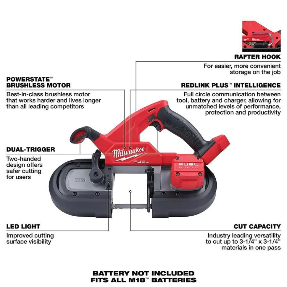 Milwaukee Tools M18 FUEL Compact Dual-Trigger Band Saw (Bare Tool) 2829S-20
