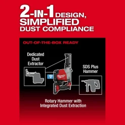 Milwaukee Tools M18 FUEL Overhead Rotary Hammer with Integrated Dust Extraction Kit 3311-22