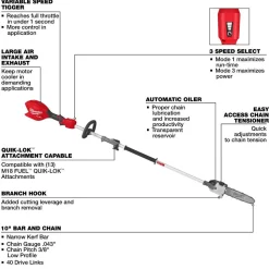 Milwaukee Tools M18 FUEL Pole Saw w/ QUIK-LOK 3016-20PS