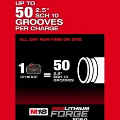 Milwaukee Tools M18 FUEL RINGER Roll Groover for 1-1/4” - 4” Sch 10/40, 6” Sch 10 2927-22