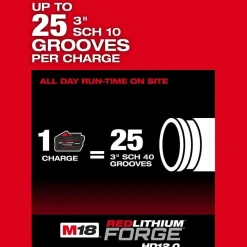 Milwaukee Tools M18 FUEL RINGER Roll Groover for 2” – 6” Sch 10/40 2928-22