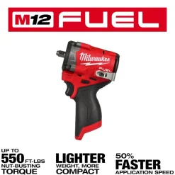 Milwaukee Tools M12 FUEL Stubby 3/8" Impact Wrench 550 Ft-Lbs (Bare Tool) 2562-20
