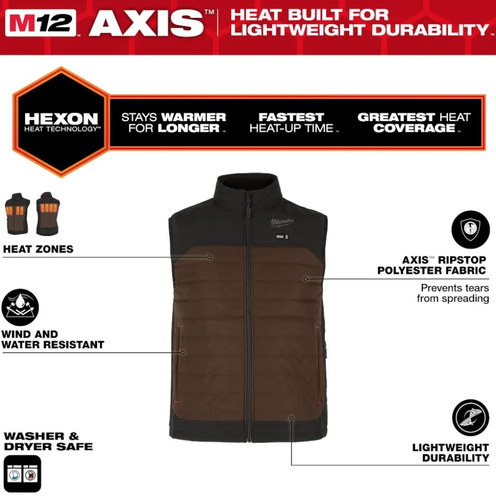Milwaukee Tools M12 Heated Axis Vest Brown, Kit M300N