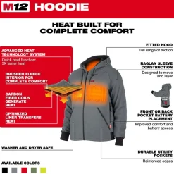 Milwaukee Tools M12 Heated Hoodie Hi-Vis, Bare 306HV-20