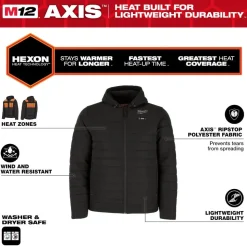 Milwaukee Tools M12 Heated Axis Jacket Black, Kit M102B