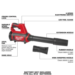 Milwaukee Tools M12 REDLITHIUM XC Battery - 2 Pack and M12 Compact Spot Blower KIT-48-11-2412-0852-20
