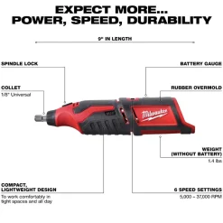 Milwaukee Tools M12 REDLITHIUM XC Battery - 2 Pack and M12 Rotary Tool (Tool Only) KIT-48-11-2412-2460-20