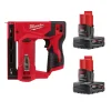 Milwaukee Tools M12 REDLITHIUM XC Battery - 2 Pack and M12 Crown Stapler 3/8" for T50 Staples (BARE TOOL) KIT-48-11-2412-2447-20