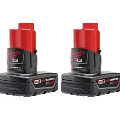 Milwaukee Tools M12 REDLITHIUM XC Battery - 2 Pack and M12 Crown Stapler 3/8