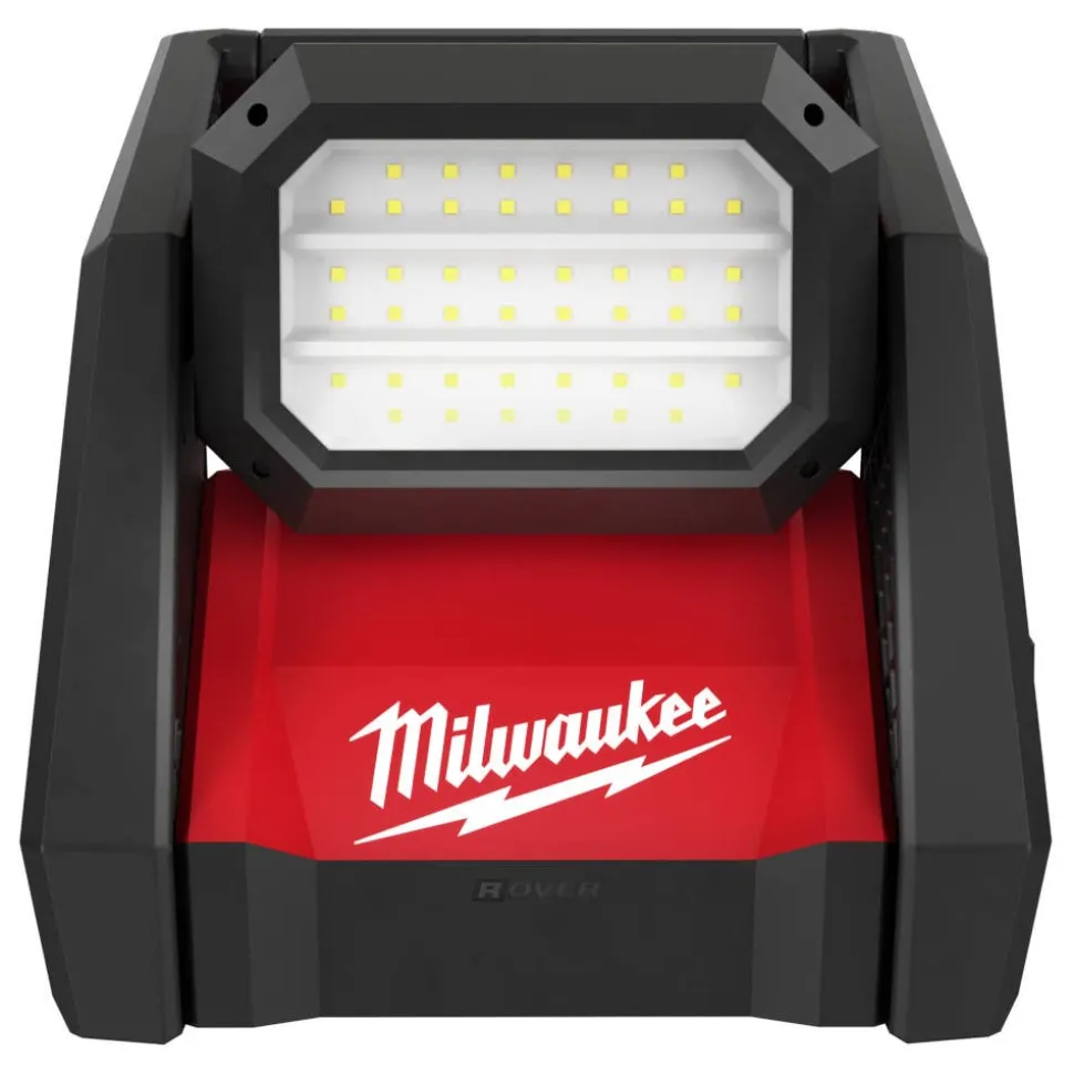 Milwaukee Tools M18 Rover Dual Power 4,000 Lumen Flood Light (Bare Tool), RedLithium USB 600 Lumen Low-Profile Headlamp (3.0Ah) Kit, and M18 Red Lithium 5.0 Ah XC Battery KIT-2366-20-2115-21-48-11-1850