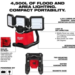 Milwaukee Tools M18 ROVER Triple-Panel Area Light 4500 Lumens AC/DC Power (Bare Tool) 2368-20