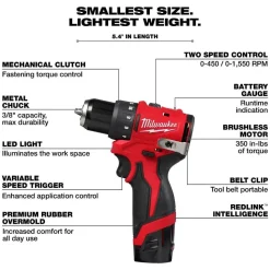 Milwaukee Tools M12 Subcompact Brushless 3/8