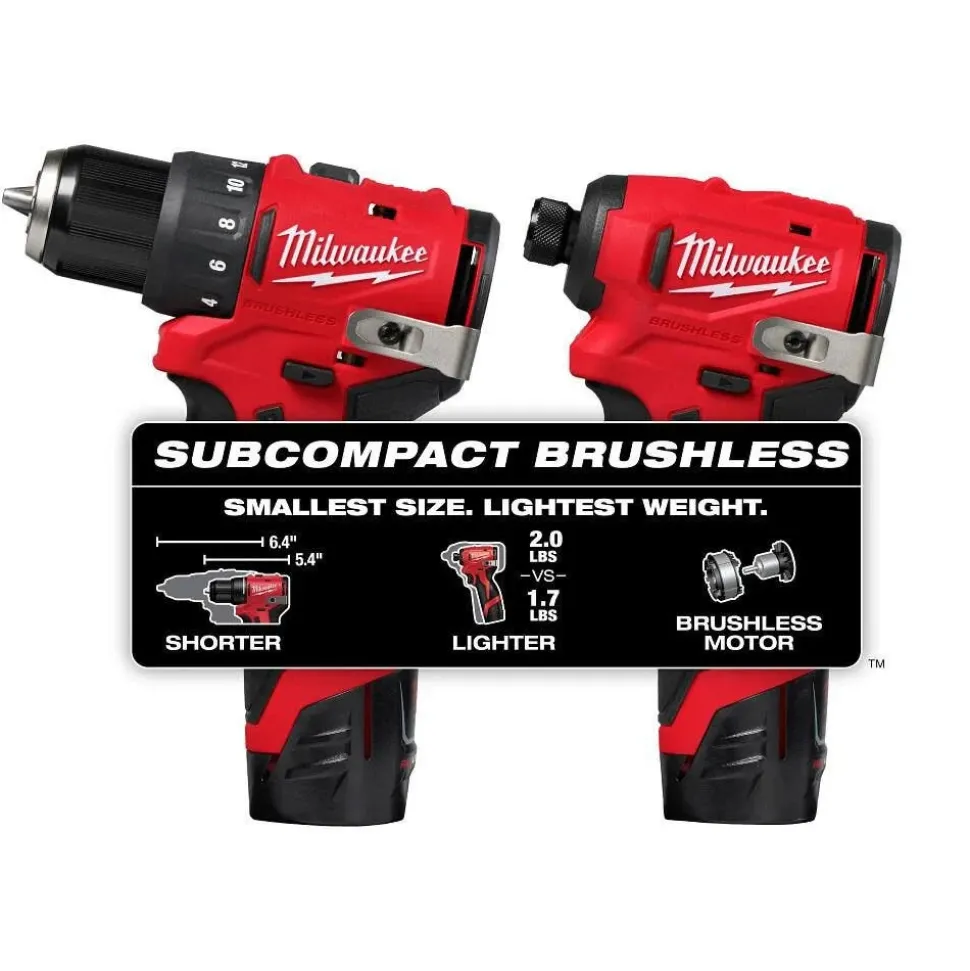Milwaukee Tools M12 Subcompact Brushless 2-Tool Combo Kit 3494-22