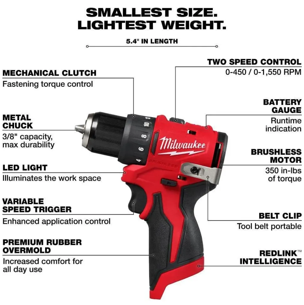 Milwaukee Tools M12 Subcompact Brushless 2-Tool Combo Kit 3494-22