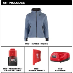 Milwaukee Tools M12 Women's Heated Hoodie Kit – Blue F200U-21