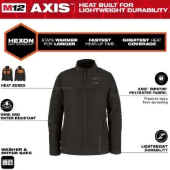 Milwaukee Tools M12 Women's Heated Axis Jacket Black, Kit F102B