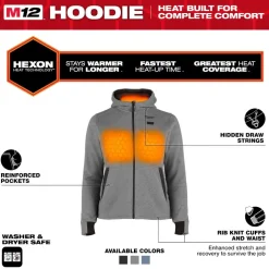 Milwaukee Tools M12 Women's Heated Hoodie Kit – Gray F200G-21