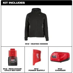 Milwaukee Tools M12 Women's Heated Hoodie Kit – Black F200B-21