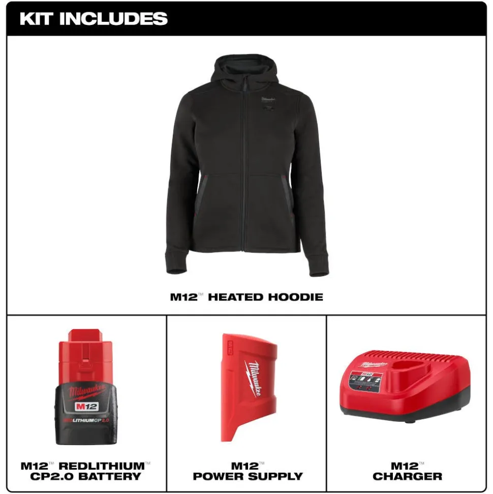 Milwaukee Tools M12 Women's Heated Hoodie Kit – Black F200B-21