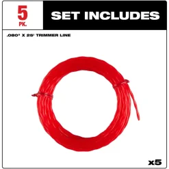 Milwaukee Tools Milwaukee .080" x 25’ (5 pk) Pre-Cut Twisted Trimmer Line 49-16-2810