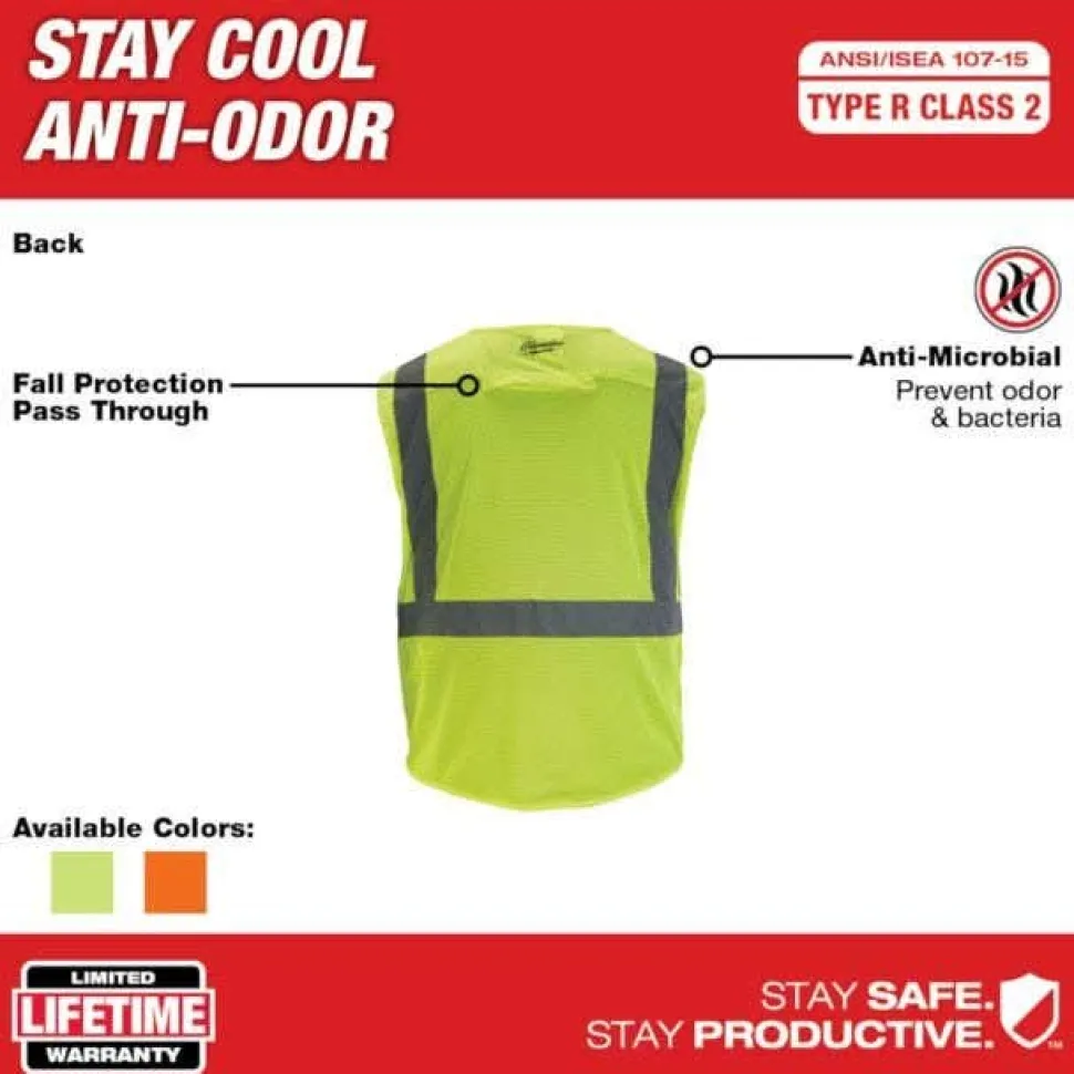 Milwaukee Tools Non-Breakaway Class 2 Mesh Safety Vest Hi-Vis Yellow 48-73-511Y
