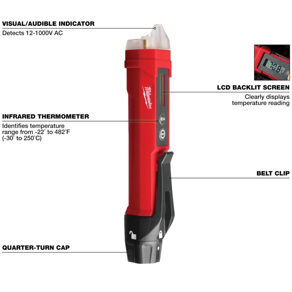 Milwaukee Tools Non-Contact Voltage Detector with Laser Infrared Thermometer 2225-20