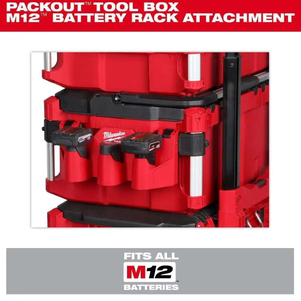 Milwaukee Tools PACKOUT Tool Box M12 Battery Rack Attachment 48-22-8604