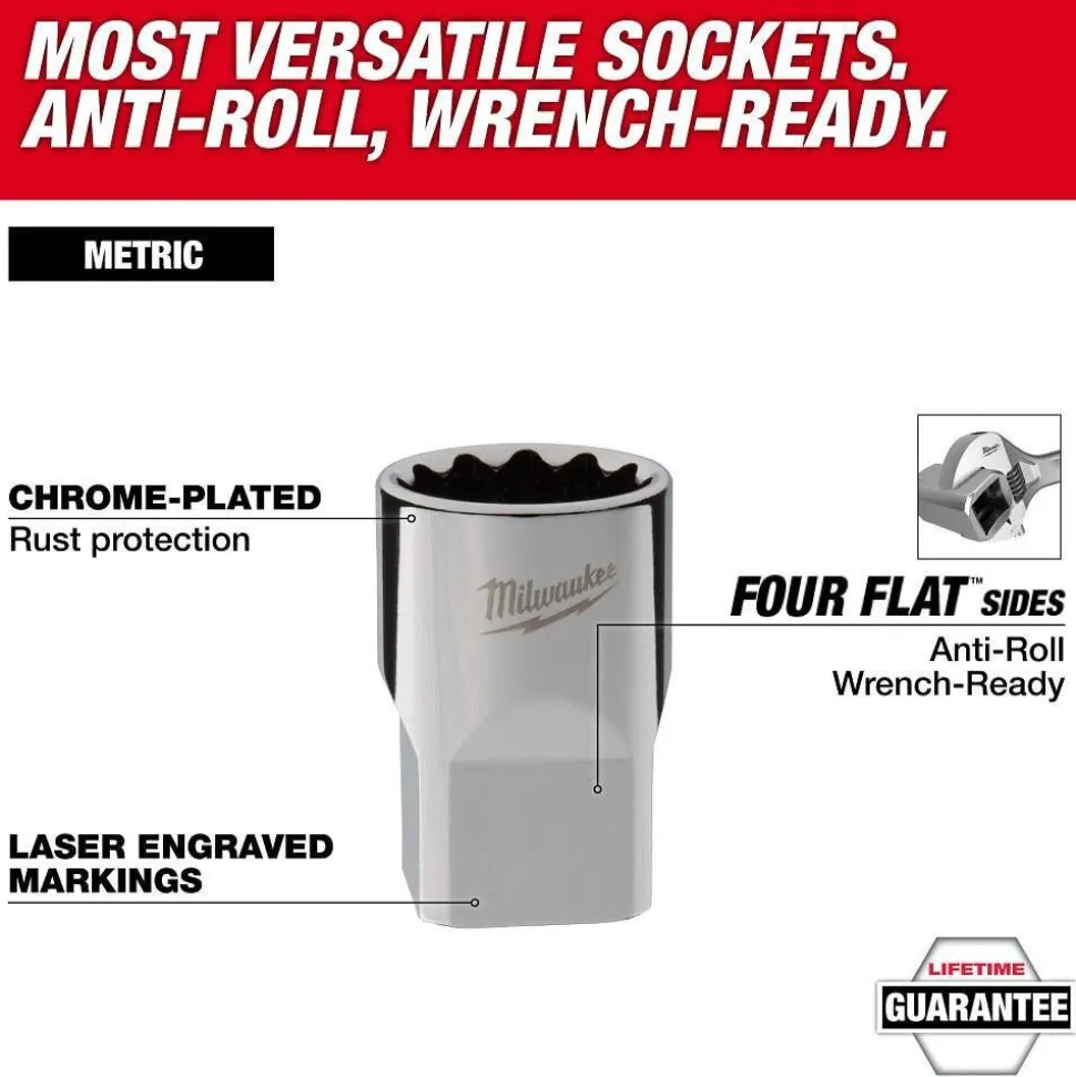 Milwaukee Tools 12pc 3/8” Drive 12-Point Metric Socket Set 48-22-9520