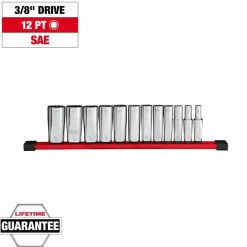 Milwaukee Tools 12pc 3/8” Drive 12-Point Deep Well SAE Socket Set 48-22-9421