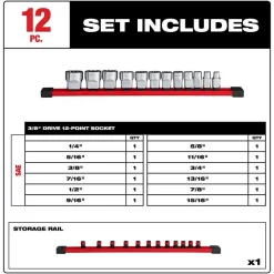 Milwaukee Tools 12pc 3/8" Drive 12-Point SAE Socket Set 48-22-9420