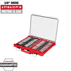 Milwaukee Tools 98pc 3/8" 6-Pt and 12-Pt Metric & SAE Ratchet & Socket Set with PACKOUT™ Low-Profile Organizer 48-22-9285