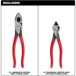 Milwaukee Tools 2PC Dipped Grip Cutting Pliers Set (USA) MT500-2