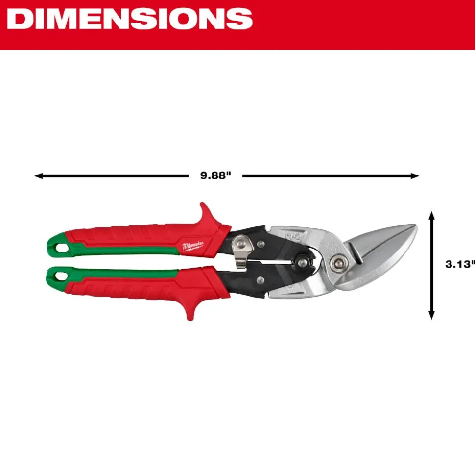 Milwaukee Tools Right Cutting Offset Aviation Snips 48-22-4552