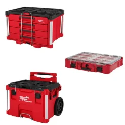 Milwaukee Tools Rolling, 4-Drawer & Organizer PACKOUT Toolbox Bundle