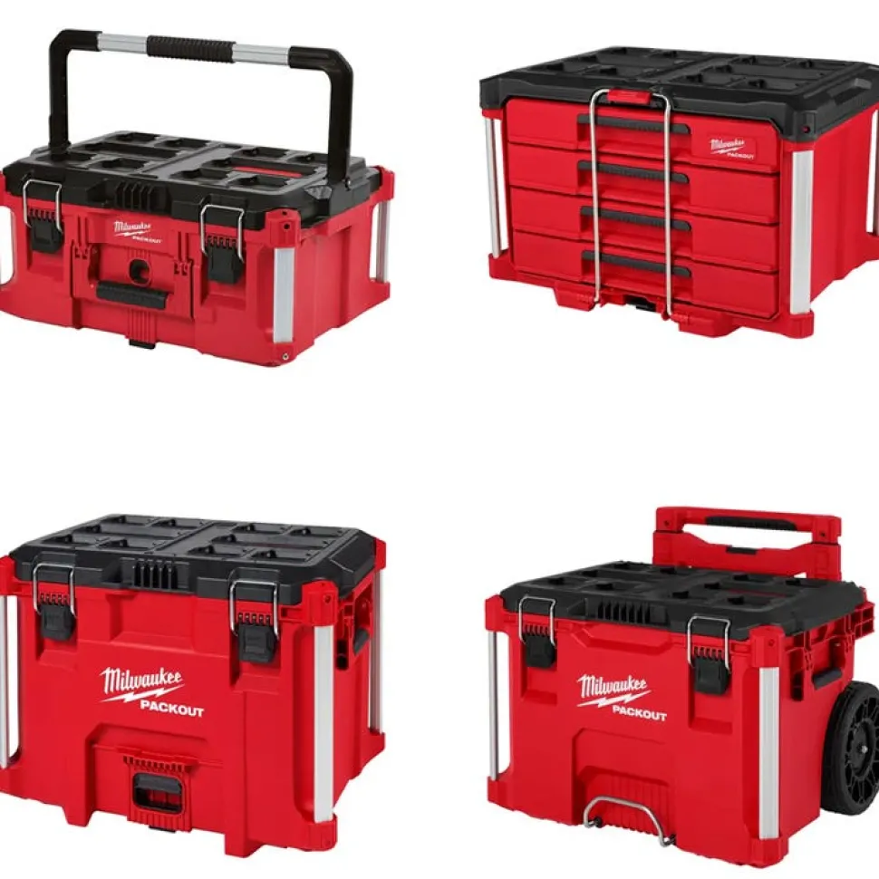 Milwaukee Tools Rolling, X-Large, 4-Drawer & Large PACKOUT Toolbox Bundle