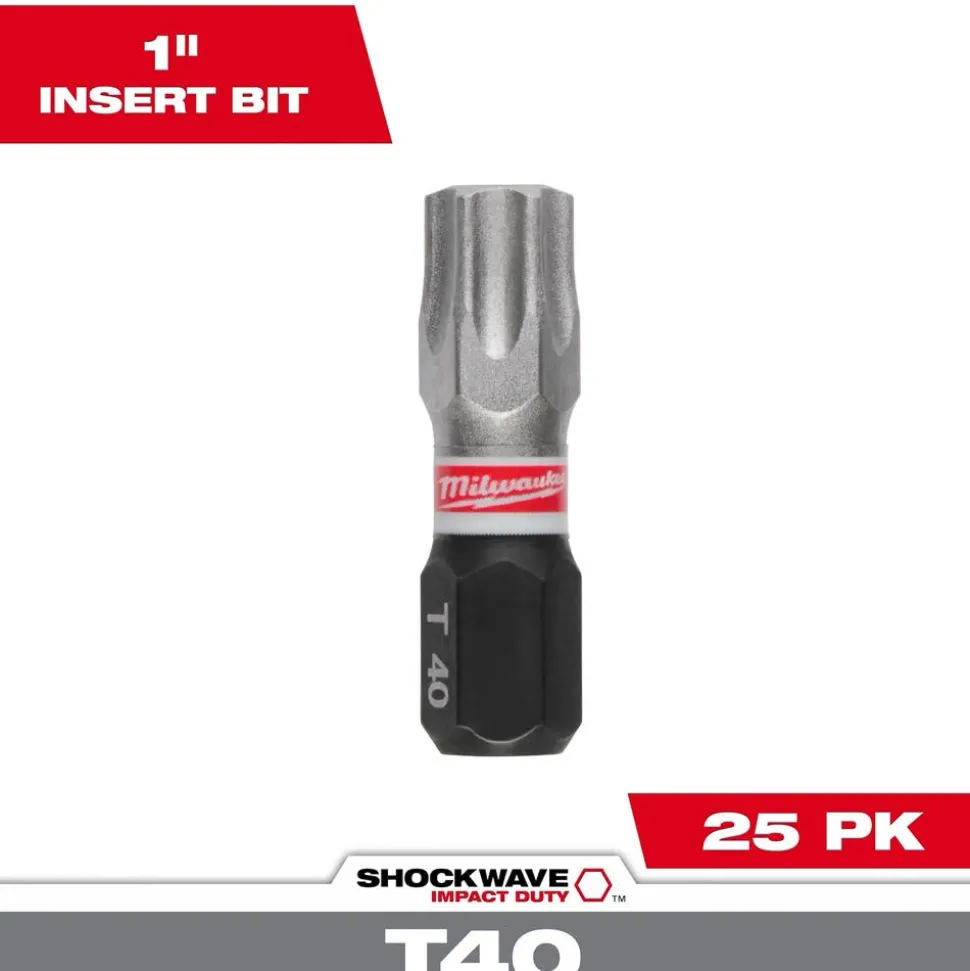 Milwaukee Tools SHOCKWAVE™ Impact Duty 1" T40 INSERT BITS 25Pk 48-32-4138