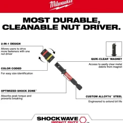 Milwaukee Tools SHOCKWAVE Impact Duty Quik-Clear 2-in-1 Magnetic Nut Driver Set 2PC 49-66-4566