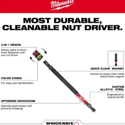 Milwaukee Tools SHOCKWAVE™ Impact Duty 1/4” and 5/16” x 6” QUIK-CLEAR™ 2-in-1 Magnetic Nut Driver 49-66-4745