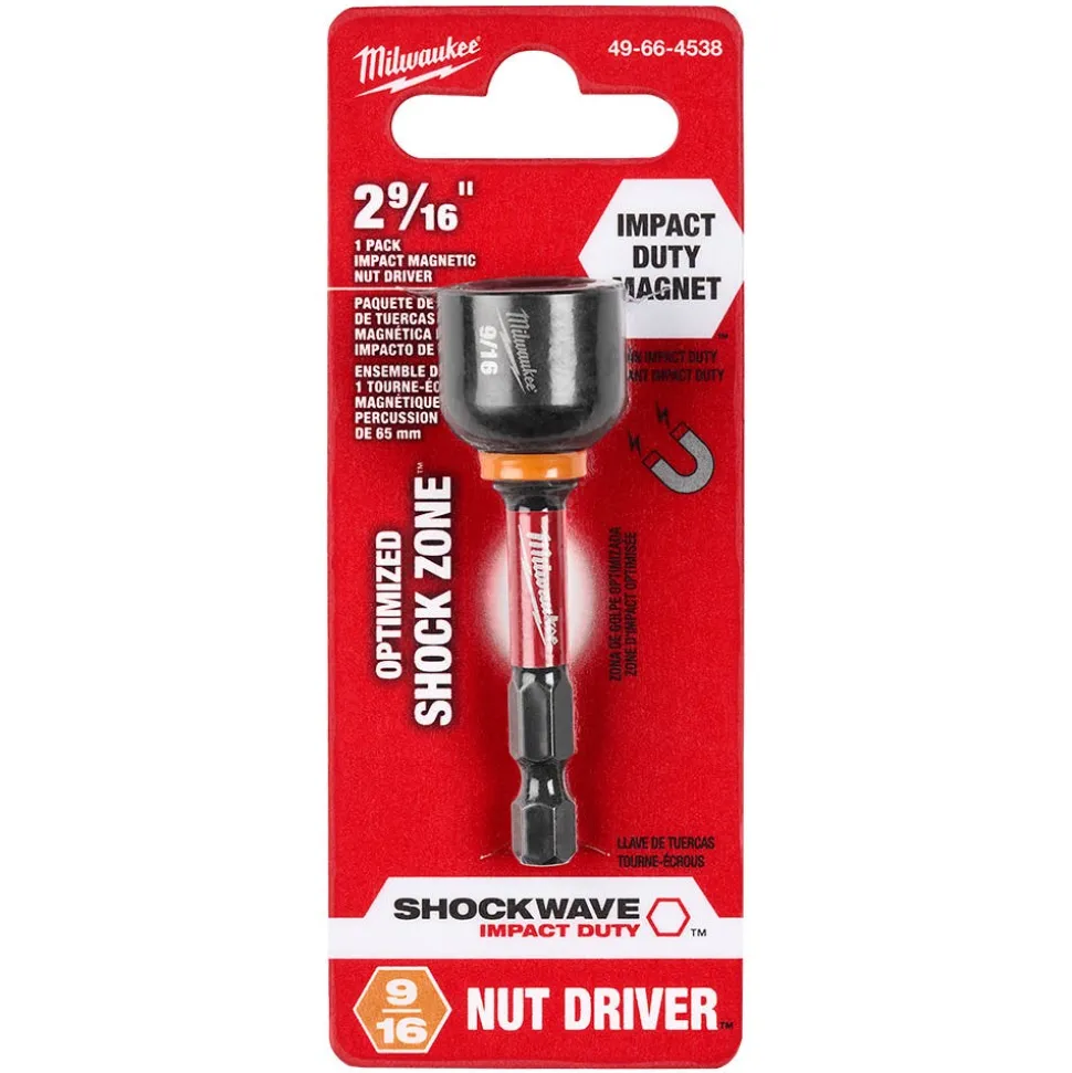 Milwaukee Tools SHOCKWAVE Impact Duty 9/16" x 2-9/16" Magnetic Nut Driver 49-66-4538