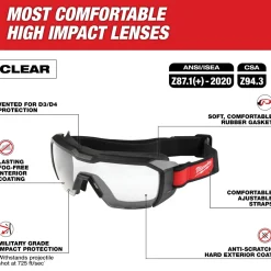 Milwaukee Tools Vented Low-Profile Goggles - Clear Dual Coat Lens 48-73-2060