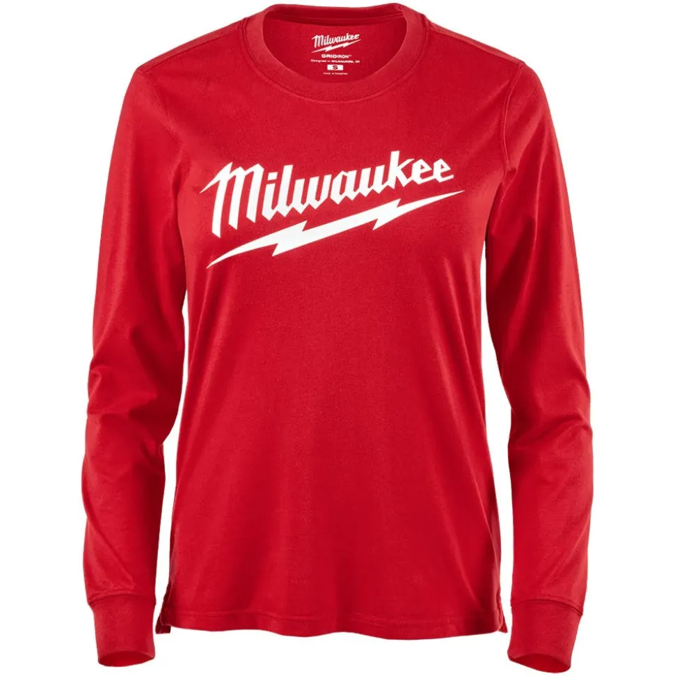 Milwaukee Tools Women's GRIDIRON™ Logo Tee - Long Sleeve Red