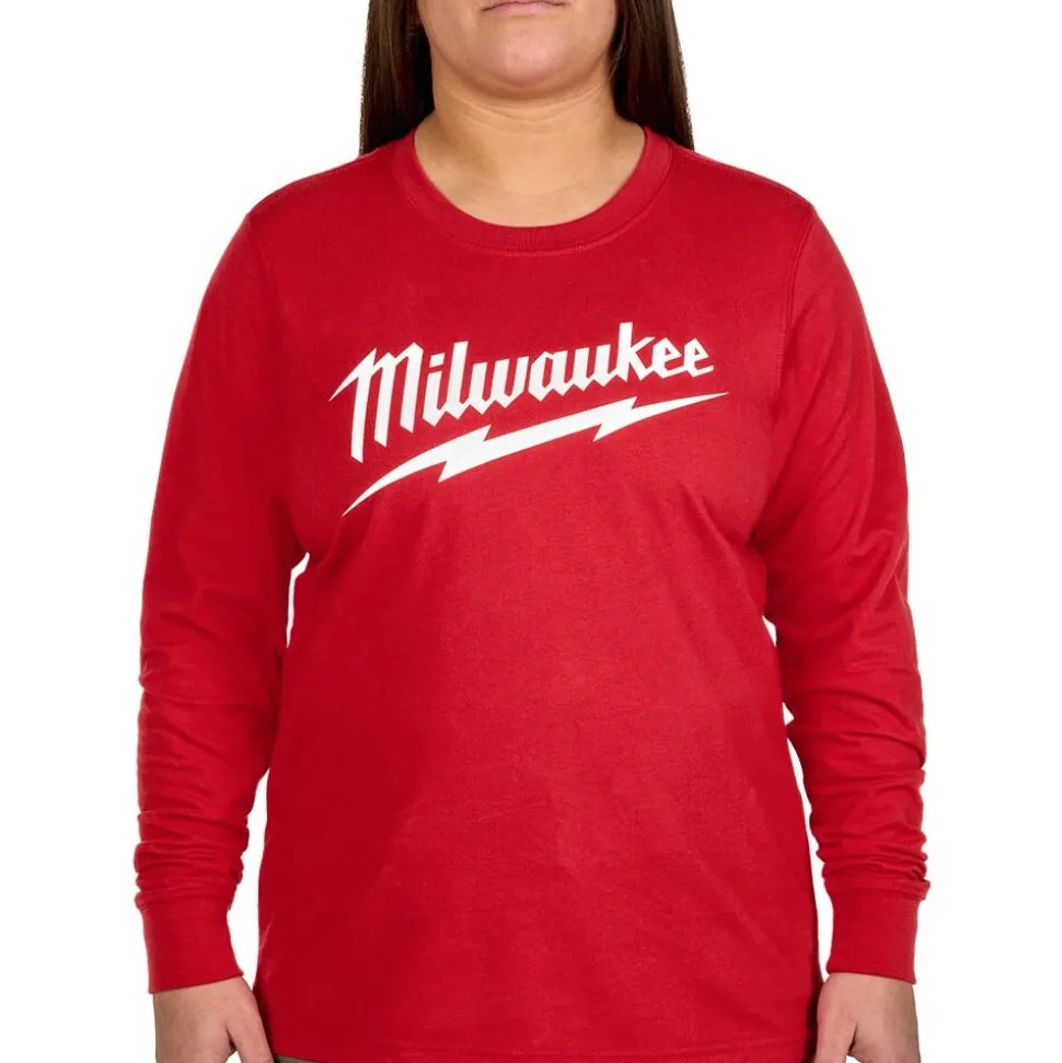 Milwaukee Tools Women's GRIDIRON™ Logo Tee - Long Sleeve Red