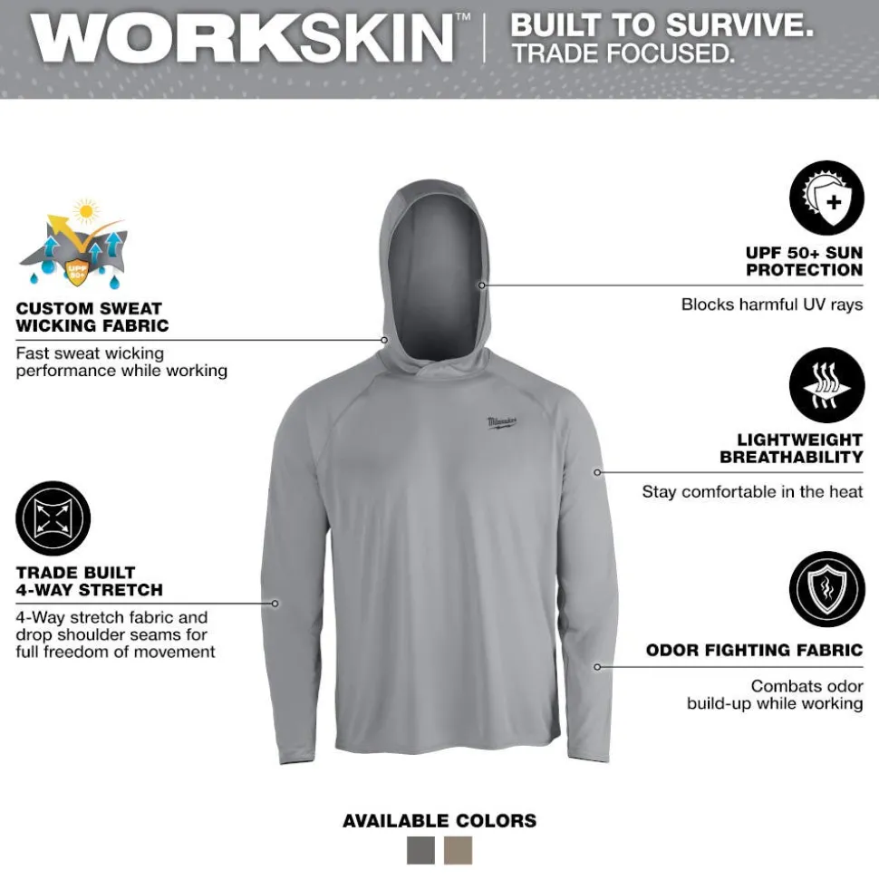 Milwaukee Tools WORKSKIN Hooded Sun Shirt Gray M550G