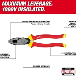 Milwaukee 1000V Insulated 9" Lineman's Pliers 48-22-2209