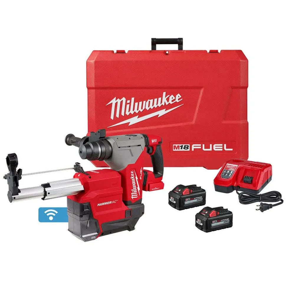 MX Breaker Hammer 1 Battery Kit w/ M18 FUEL 1-1/8" SDS Plus Rotary Hammer and HAMMERVAC Dedicated Dust Extractor Bundle